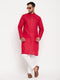 Vastramay Men's Maroon Kurta And White Pant Style Pyjama Set