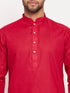 Vastramay Men's Maroon Kurta And White Pant Style Pyjama Set
