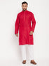 Vastramay Men's Maroon Kurta And White Pant Style Pyjama Set