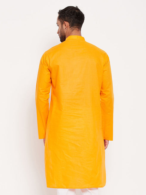 Vastramay Men's Orange Cotton Kurta
