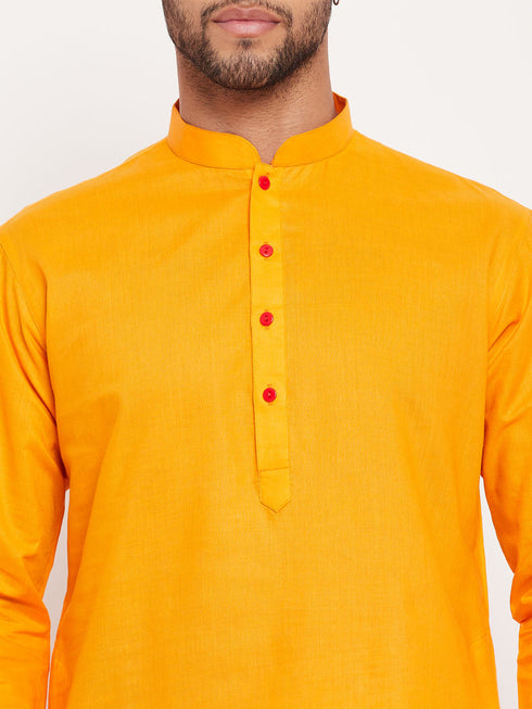 Vastramay Men's Orange Cotton Kurta