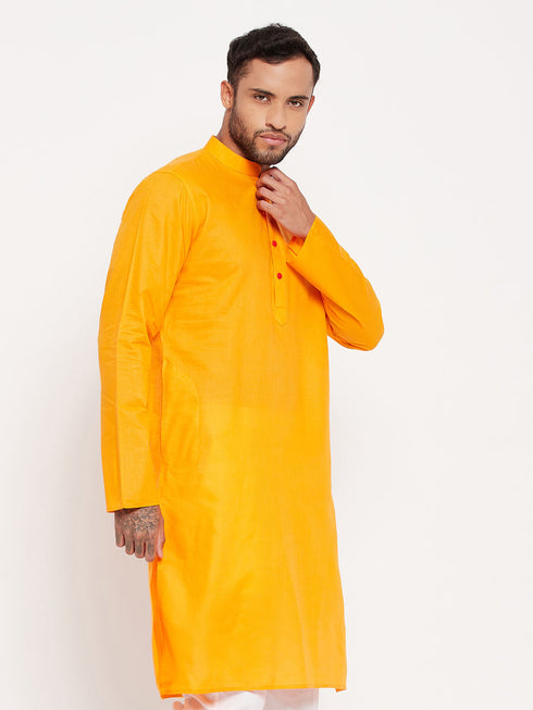 Vastramay Men's Orange Cotton Kurta