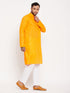 Vastramay Men's Orange Kurta And White Pant Style Pyjama Set