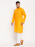 Vastramay Men's Orange Kurta And White Pant Style Pyjama Set
