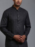 Vastramay Men's Black Cotton Kurta with Pant Set