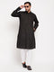 Vastramay Men's Black Kurta And White Pant Style Pyjama Set