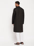 Vastramay Men's Black Kurta And White Pant Style Pyjama Set
