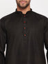 Vastramay Men's Black Kurta And White Pant Style Pyjama Set