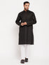 Vastramay Men's Black Kurta And White Pant Style Pyjama Set