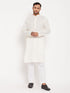 Vastramay Men's Cream Kurta And White Pant Style Pyjama Set
