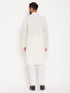 Vastramay Men's Cream Kurta And White Pant Style Pyjama Set