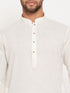 Vastramay Men's Cream Kurta And White Pant Style Pyjama Set
