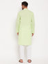 Vastramay Men's Green Kurta And White Pant Style Pyjama Set