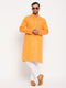 Vastramay Men's Orange Kurta And White Pant Style Pyjama Set