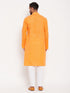 Vastramay Men's Orange Kurta And White Pant Style Pyjama Set