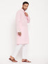Vastramay Men's Pink Kurta And White Pant Style Pyjama Set