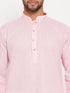 Vastramay Men's Pink Kurta And White Pant Style Pyjama Set