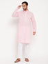 Vastramay Men's Pink Kurta And White Pant Style Pyjama Set
