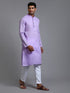 Vastramay Men's Purple Cotton Kurta with Pant Set