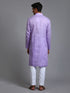 Vastramay Men's Purple Cotton Kurta with Pant Set