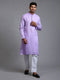 Vastramay Men's Purple Cotton Kurta Pyjama Set