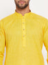 Vastramay Men's Yellow Kurta And White Pant Style Pyjama Set