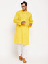 Vastramay Men's Yellow Kurta And White Pant Style Pyjama Set