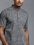 VASTRAMAY Men's Solid Grey Pure Cotton Kurta Pyjama Set