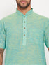 Vastramay Men's Solid Pink Pure Cotton Kurta With White Pant Style Pyjama Set