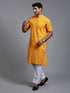 VASTRAMAY Men's Solid Yellow Pure Cotton Kurta Pyjama Set