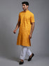 VASTRAMAY Men's Solid Yellow Pure Cotton Kurta Pyjama Set