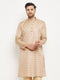 Vastramay Men's Beige Silk Blend Kurta