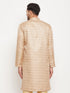 Vastramay Men's Beige Silk Blend Kurta