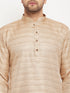 Vastramay Men's Beige Silk Blend Kurta