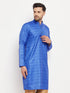 Vastramay Men's Blue Silk Blend Kurta