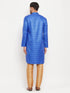 Vastramay Men's Blue Matka Silk Kurta and Rose Gold Pant Style Pyjama Set