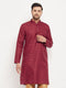 Vastramay Men's Maroon Silk Blend Kurta