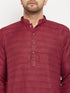 Vastramay Men's Maroon Silk Blend Kurta