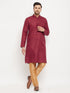Vastramay Men's Maroon Matka Silk Kurta and Rose Gold Pant Style Pyjama Set
