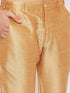 Vastramay Men's Maroon Matka Silk Kurta and Rose Gold Pant Style Pyjama Set
