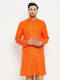 Vastramay Men's Orange Silk Blend Kurta