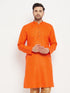 Vastramay Men's Orange Silk Blend Kurta