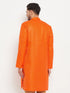 Vastramay Men's Orange Silk Blend Kurta