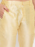 Vastramay Men's Orange Matka Silk Kurta and Gold Pant Style Pyjama Set