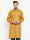 Vastramay Men's Yellow Matka Silk Kurta