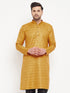 Vastramay Men's Yellow Matka Silk Kurta
