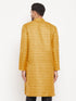 Vastramay Men's Yellow Matka Silk Kurta
