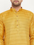 Vastramay Men's Yellow Matka Silk Kurta