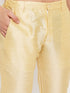 Vastramay Men's yellow Matka Silk Kurta and Gold Pant Style Pyjama Set