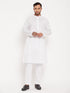 Vastramay Men's White Kurta And Pant Style Pajama Set